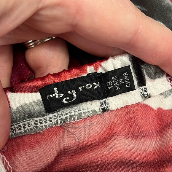 Ruby Rox Formal Floral Fit & Flare Halter Mini Dress Cream Red Gray Size 13 - Picture 8 of 12